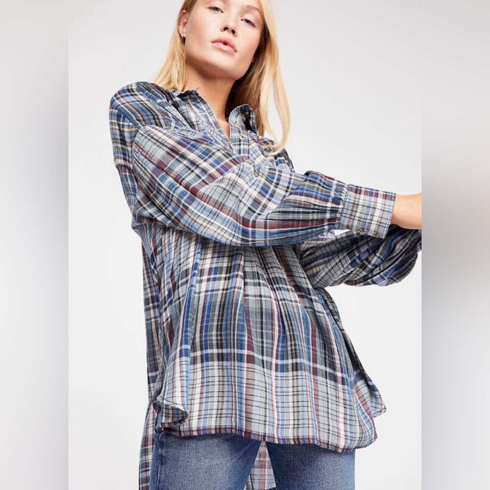 Free People Rainbow Days Plaid Tunic